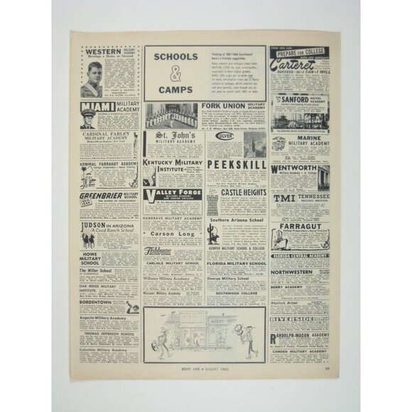 Vintage 1965 Print Ad from  Boys Life Magazine Schools Camps Ad Page - Picture 1 of 2